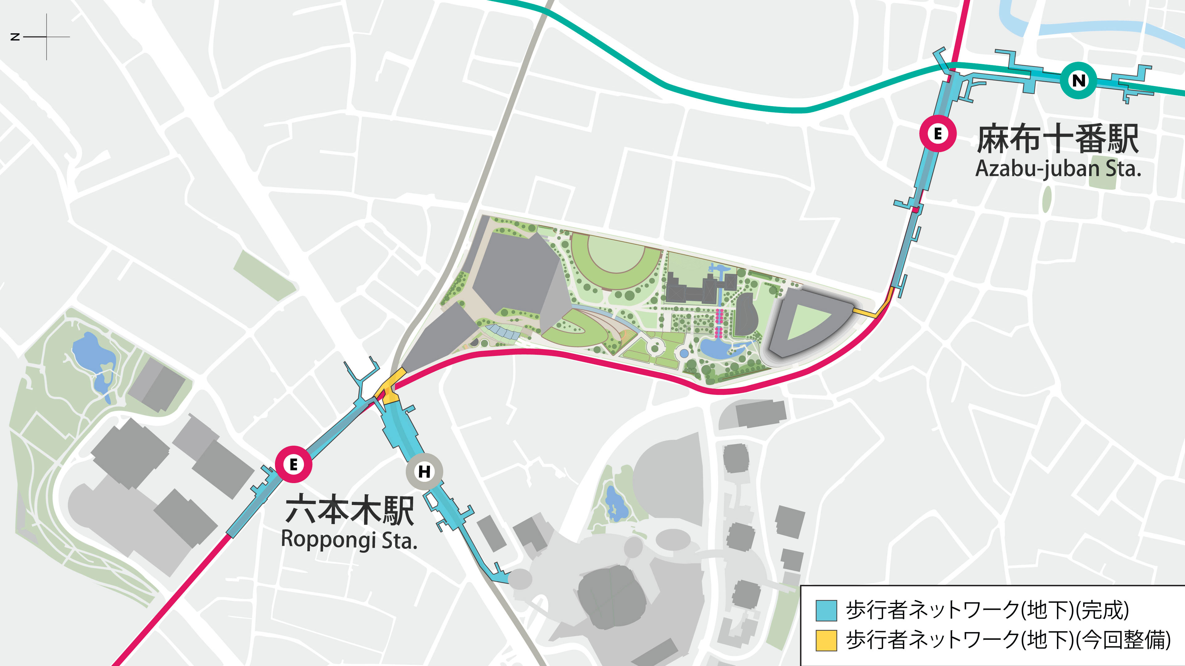 Izaka Hills would connect to two neighboring subway stations through underground pedestrian passageways.